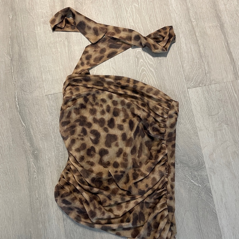 Leopard Print Halter Tie neck top